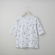 綿スラブ更紗柄５分袖Ｔシャツ　(63111)