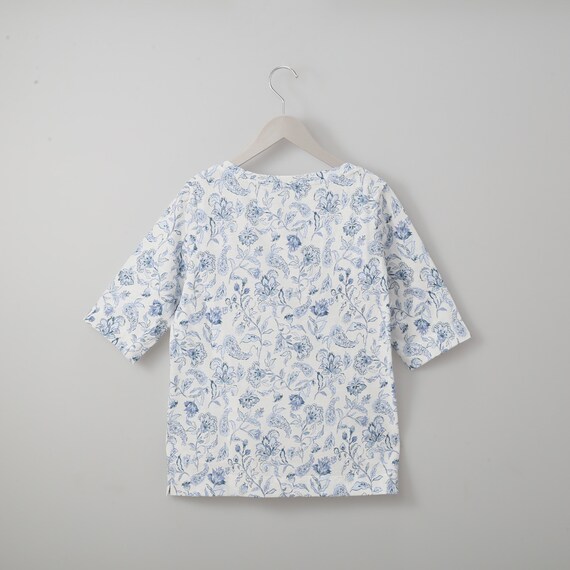 綿スラブ更紗柄５分袖Ｔシャツ　(63111) 2枚目画像
