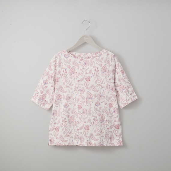 綿スラブ更紗柄5分袖Tシャツ (63111) 1枚目画像