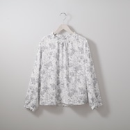 線描きフラワープリントシャーリングブラウス (53114)