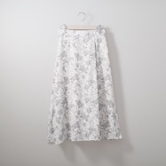線描きフラワープリントフレアースカート (33101)