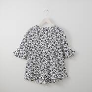 単色花柄袖タックブラウス　(53119)