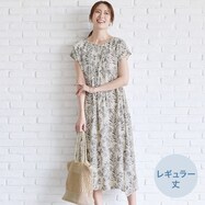 接触冷感プリントレーヨンワンピース　レギュラー丈　(43108)