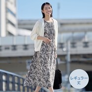 接触冷感プリントレーヨンワンピース　レギュラー丈　(43108)