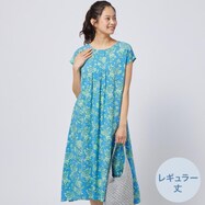 接触冷感プリントレーヨンワンピース　レギュラー丈　(43108)