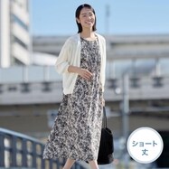 接触冷感プリントレーヨンワンピース　ショート丈　(43109)