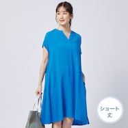 接触冷感レーヨンワンピース ショート丈 (43111)