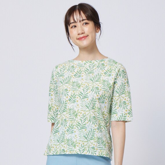 接触冷感綿スラブリーフ柄プルオーバー (63117) 1枚目画像