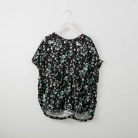 フラワープリント袖ギャザーブラウス　(53120)