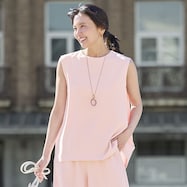 麻調スリーブレスブラウス (53121)