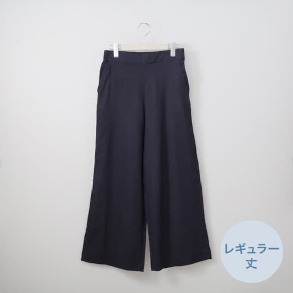 接触冷感麻混セミワイドパンツレギュラー丈 (23118) 1枚目画像