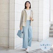 接触冷感麻混セミワイドパンツレギュラー丈　(23118)【期間限定価格：6/8まで】