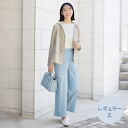 接触冷感麻混セミワイドパンツレギュラー丈 (23118)