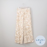 接触冷感麻混セミワイドパンツプリントレギュラー丈 (23119)