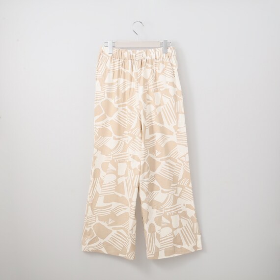 接触冷感麻混セミワイドパンツプリントレギュラー丈 (23119) 2枚目画像