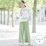 接触冷感麻混セミワイドパンツショート丈 (23120)