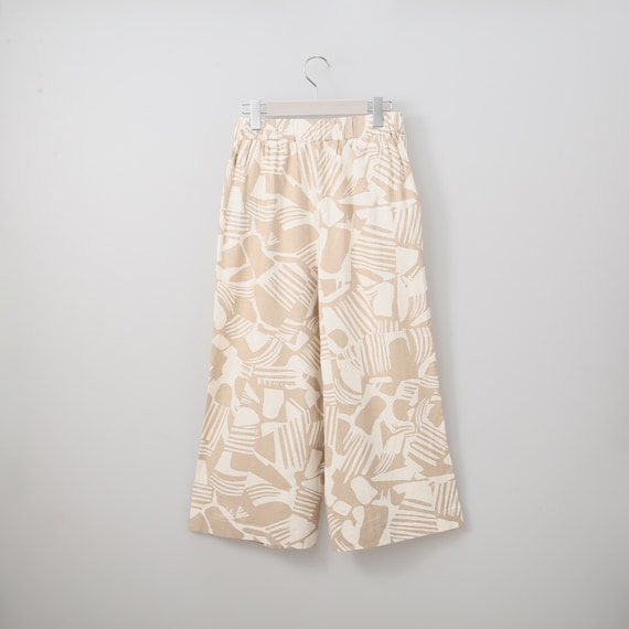 接触冷感麻混セミワイドパンツプリントショート丈 (23121) 2枚目画像