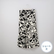 接触冷感麻混セミワイドパンツプリントショート丈 (23121)