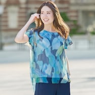 アート柄チュールブラウス (53122)