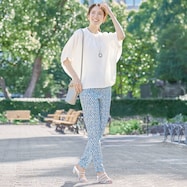 ジオメトリック柄プリントレギンスパンツ (23128)