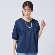 変形ピンタック素材切替えプルオーバー (63131)