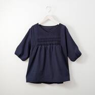 変形ピンタック素材切替えプルオーバー　(63131)