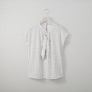 トライアングルドット柄ブラウス　(53127)