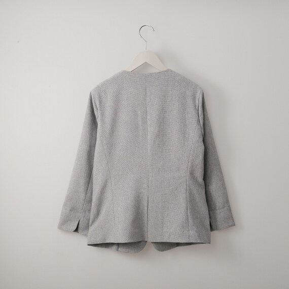 麻調ストレッチノーカラージャケット (13113) 4枚目画像