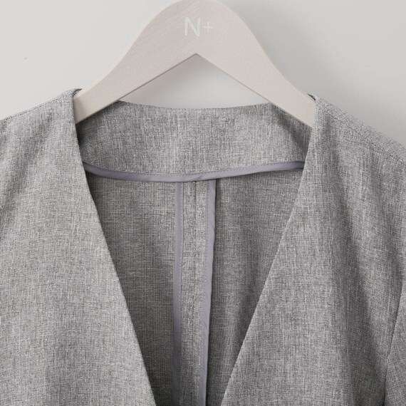麻調ストレッチノーカラージャケット (13113) 6枚目画像