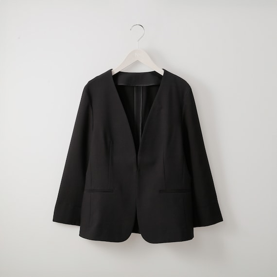 麻調ストレッチノーカラージャケット (13113) 1枚目画像