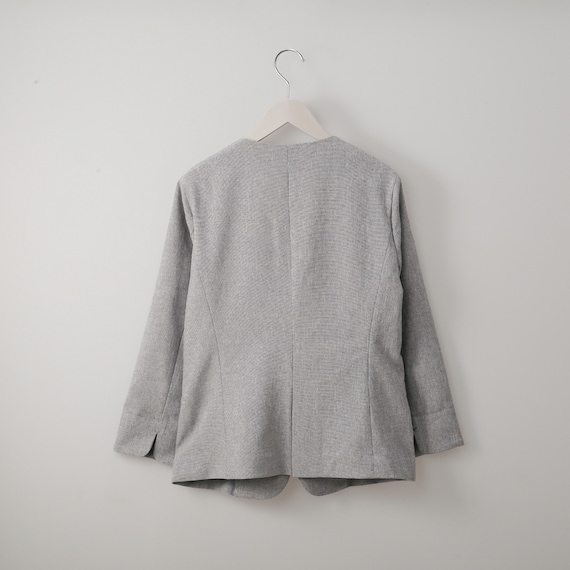 麻調ストレッチノーカラージャケット (13113) 2枚目画像