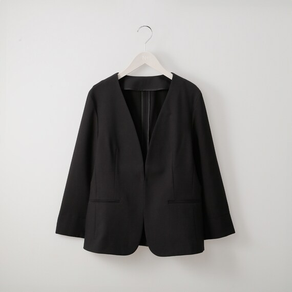 麻調ストレッチノーカラージャケット (13113) 3枚目画像