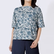 接触冷感綿スラブ更紗柄プルオーバー (63136)