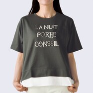 デザインロゴ刺繍レイヤードプルオーバー　(63138)