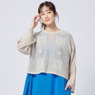 麻調ラメ混2WAYレースアッププルオーバー (83114)