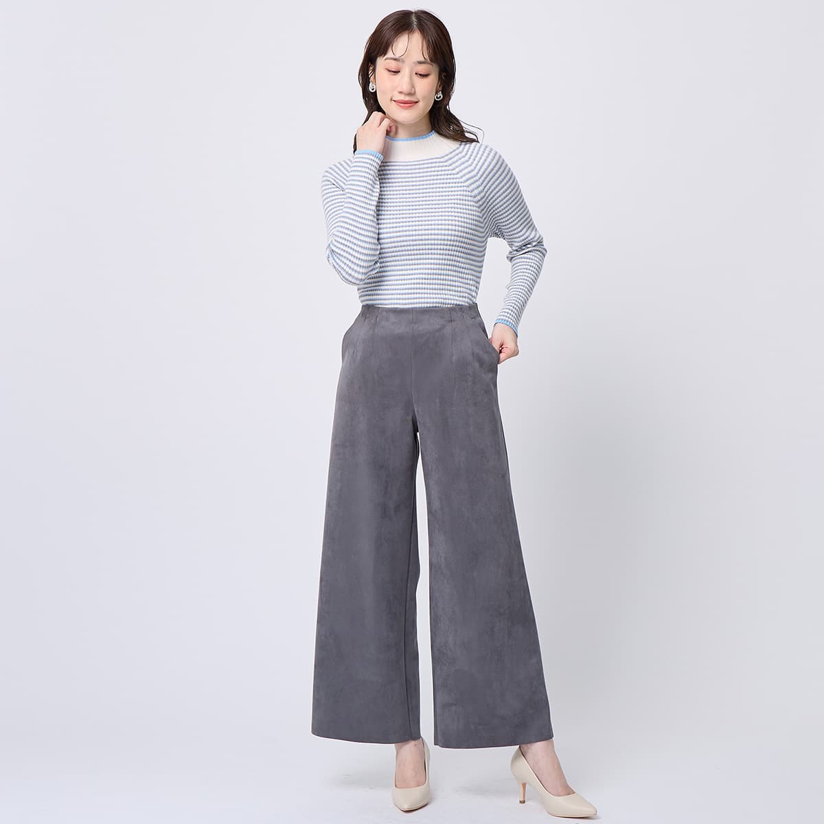 ストレッチスウェード調セミワイドパンツ ロング丈 (24102) | ニトリ