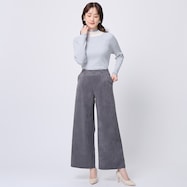 ストレッチスウェード調セミワイドパンツ ロング丈 (24102)