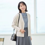 軽量速乾ノーカラーニットジャケット　(14107)
