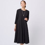 ワッシャー素材Aラインワンピース (44100)