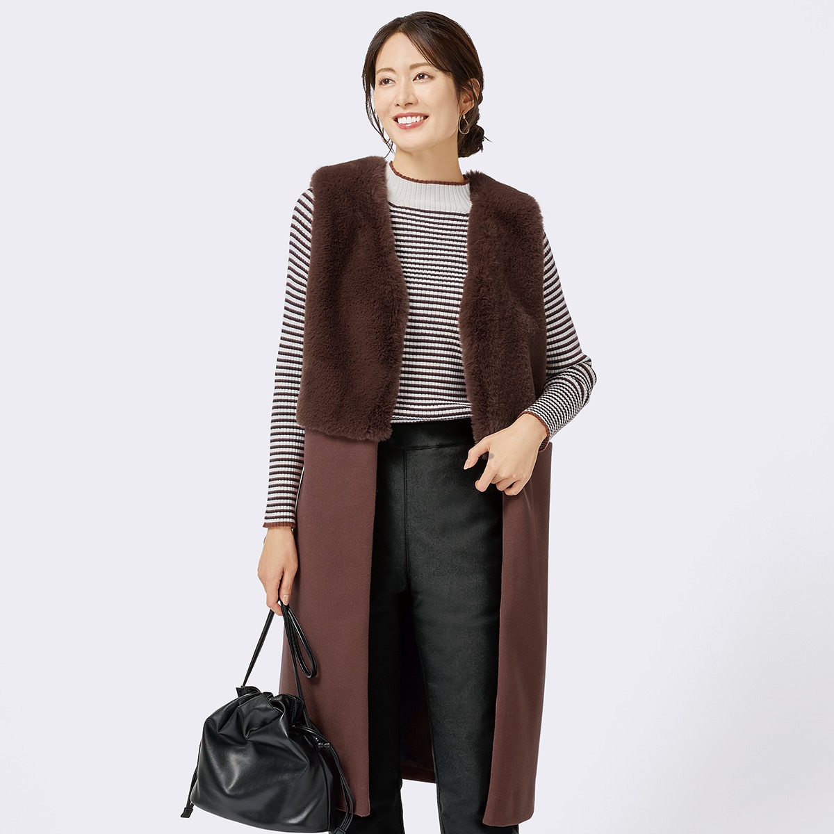 フェイクファーロングジレ Mサイズ (04103) | ニトリネット