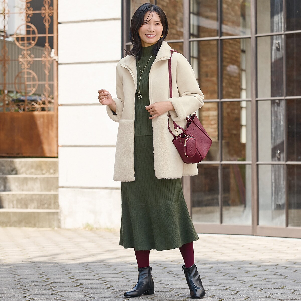 nabe⭐︎ スタンドカラーフェイクムートンジャケット soerte（ソエルテ）の「Stand collar fake mouton jacket/スタンド