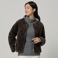 リバーシブルフェイクファーキルティングコート (04102)