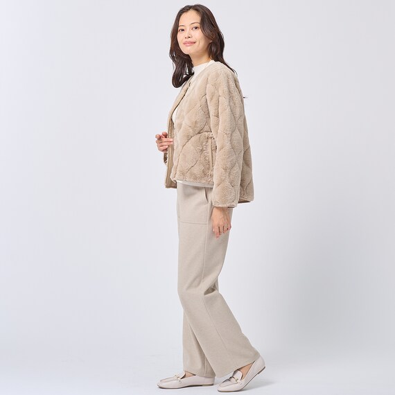 リバーシブルフェイクファーキルティングコート (04102) 4枚目画像