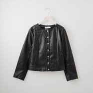 ストレッチレザー調スナップボタンブルゾン　(14108)