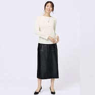 ストレッチレザー調ストレートスカート (34105)