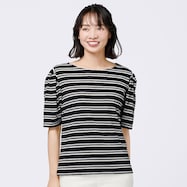 配色ボーダー袖タックプルオーバー (64114)