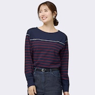 ラメライン入りパネルボーダープルオーバー (64107)