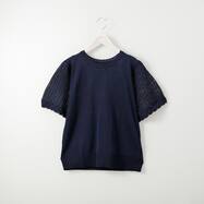 袖透かし編みニットプルオーバー　(74108)