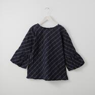 チェック柄表面変化バルーンスリーブブラウス　(54105)