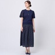 チェック柄表面変化バイアス切替えティアードスカート　(34108)